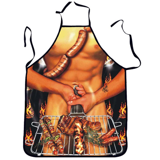 BBQ Male Grilled Sausages Apron: Funny Cooking Apron for Joke Dinner Kitchen, Perfect for Men and Women, Ideal for Bar Parties and Weddings