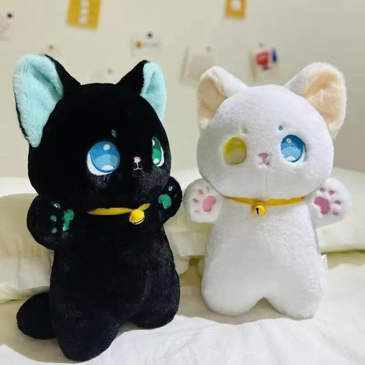 25cm Black and White Cat Plush Toy: Adorable Stuffed Animal Doll, perfect for cuddling and playtime. Ideal Children's Toy Gift for Kids