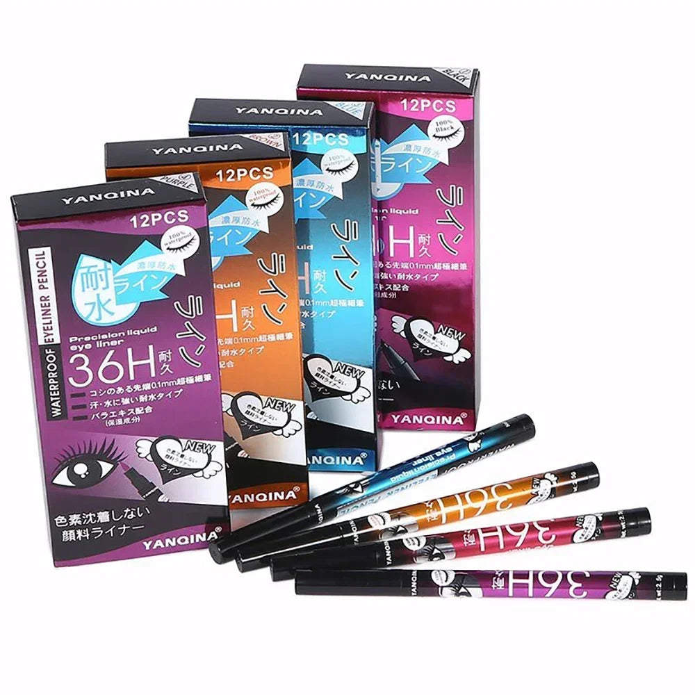 Black Liquid Eyeliner: Waterproof Pencil for 36 Hours, Long-lasting Pen, Quick-Dry, No Smudging - Essential Cosmetics Tool